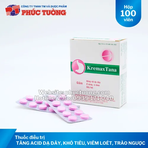 Kremaxtana viên nén nhai điều trị tăng tiết acid dạ dày