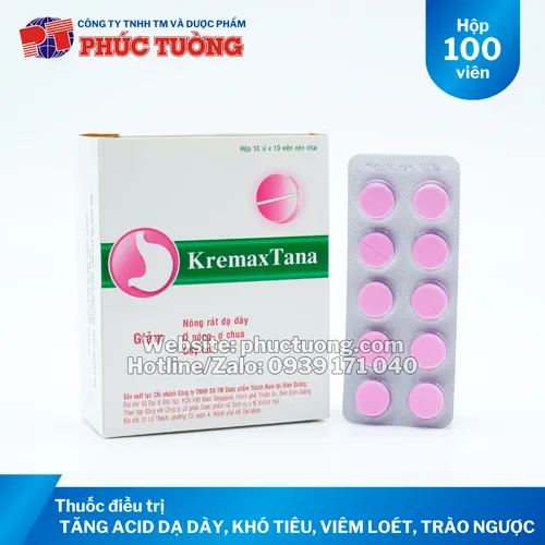 Kremaxtana viên nén nhai điều trị tăng tiết acid dạ dày