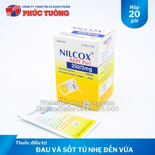 Nilcox Baby Fort 250mg điều trị cảm cúm, giảm đau, hạ sốt cho bé