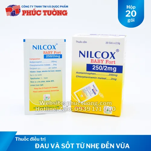 Nilcox Baby Fort 250mg điều trị cảm cúm, giảm đau, hạ sốt cho bé