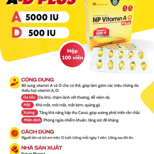 NP Vitamin A-D Plus bổ sung Vitamin A và D cho cơ thể