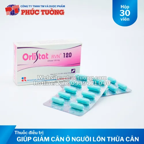 Orlistat RVN 120mg hỗ trợ giảm hấp thu chất béo, giảm cân lành mạnh, kiểm soát cân nặng an toàn