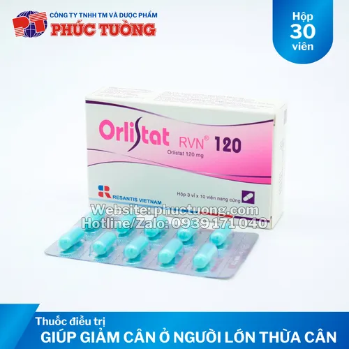 Orlistat RVN 120mg hỗ trợ giảm hấp thu chất béo, giảm cân lành mạnh, kiểm soát cân nặng an toàn