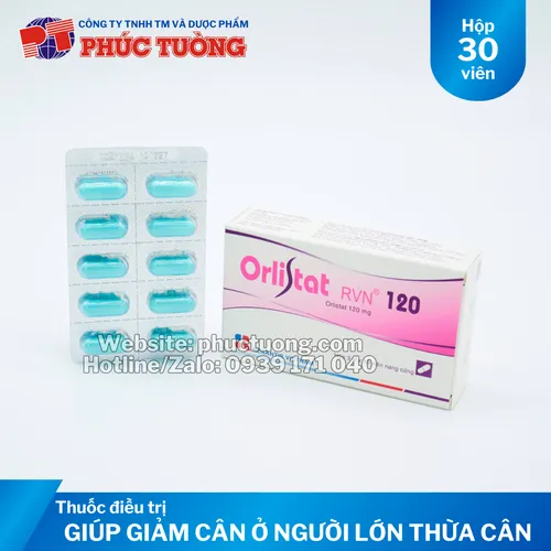 Orlistat RVN 120mg hỗ trợ giảm hấp thu chất béo, giảm cân lành mạnh, kiểm soát cân nặng an toàn