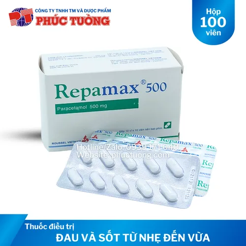 Repamax 500 điều trị đau và sốt từ nhẹ đến vừa