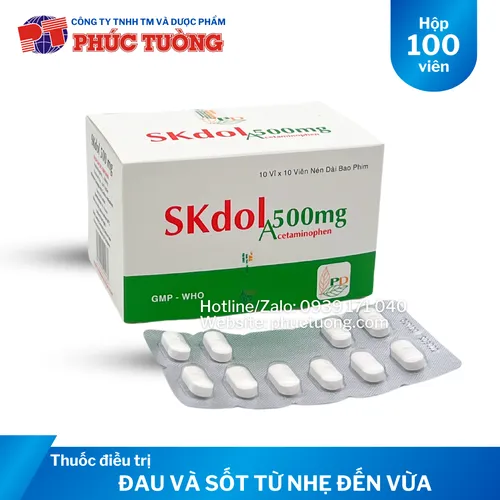 Skdol 500 điều trị đau và sốt từ nhẹ đến vừa