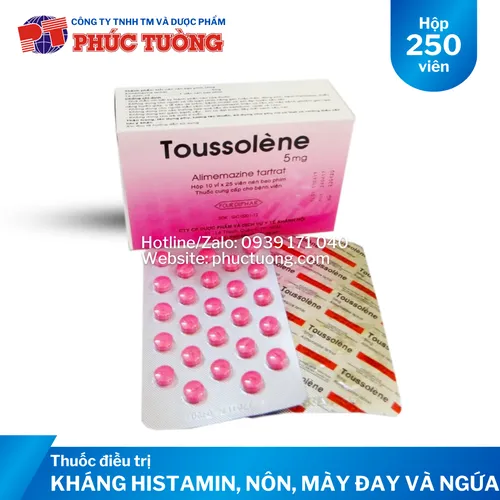 Toussolène điều trị kháng histamin, chống nôn, điều trị mày đay và ngứa
