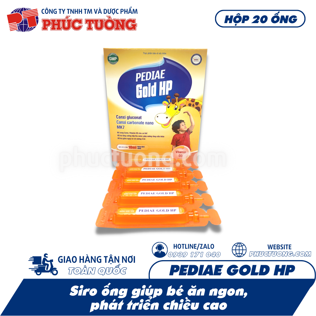 PEDIAE GOLD HP Canxi Carbonane Nano MK7 - Bồi bổ sức khỏe, phát triển chiều cao cho trẻ