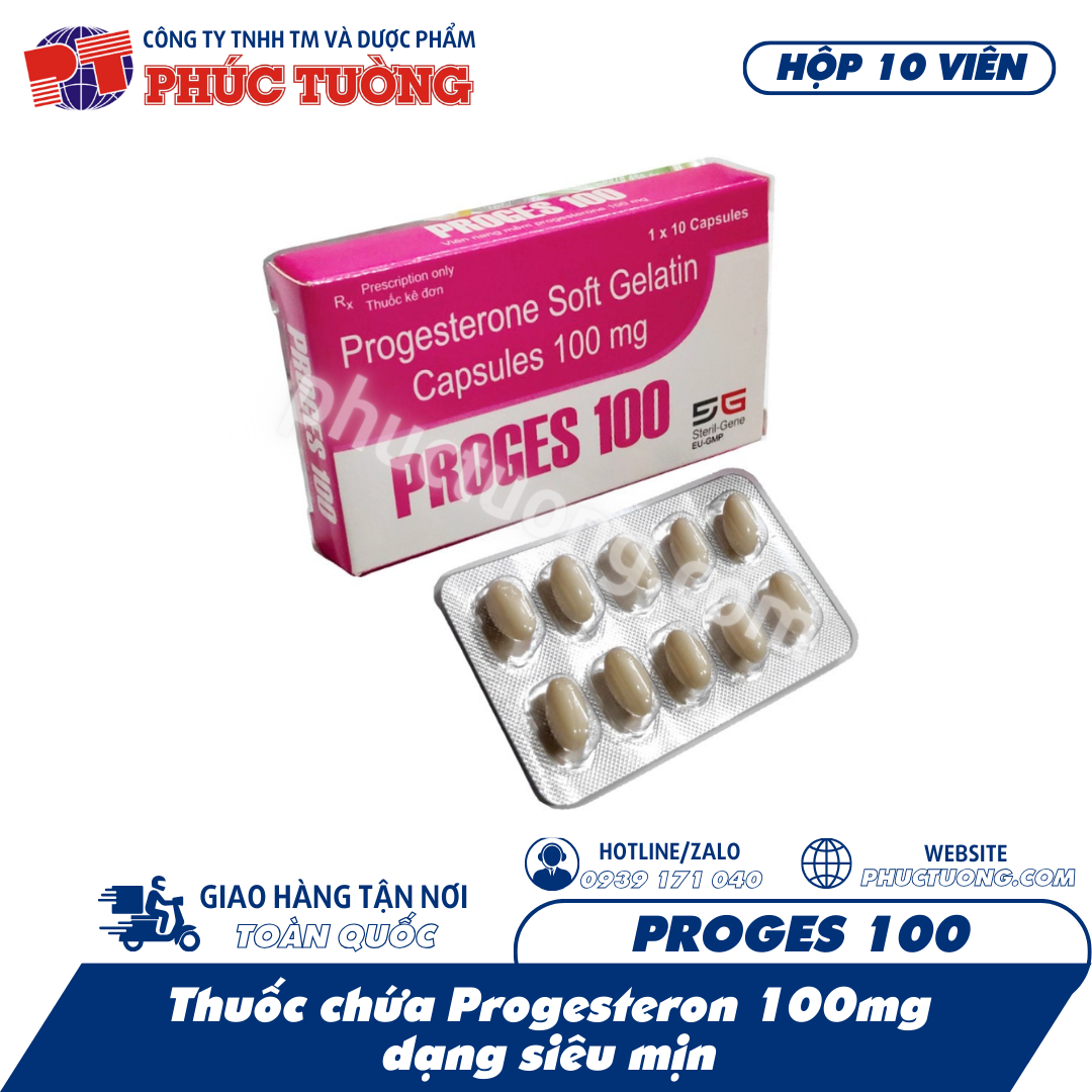 PROGES 100 - Progesteron 100mg dạng siêu mịn