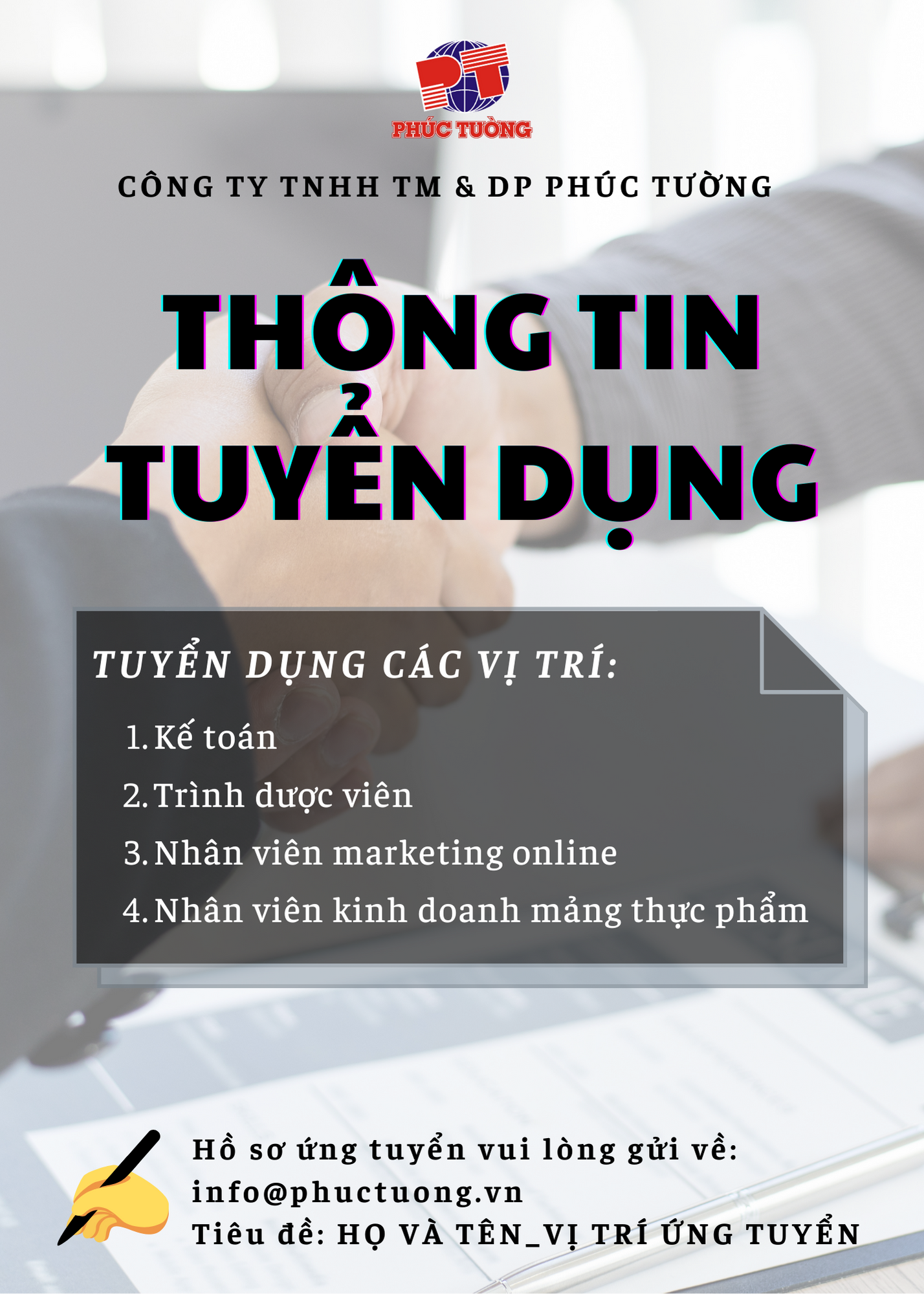 Thông tin tuyển dụng công ty Phúc Tường tháng 2/2022 Thông tin tuyển dụng công ty Phúc Tường tháng 2/2022