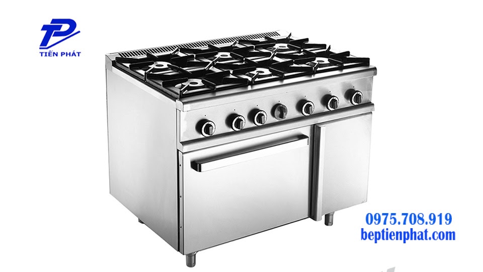 Bếp Á 6 họng có lò nướng rất tiện dụng trong bếp ăn công nghiệp Bếp Á 6 họng có lò nướng rất tiện dụng trong bếp ăn công nghiệp