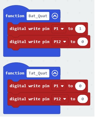 Chức năng bật tắt quạt quay Microbit Chức năng bật tắt quạt quay Microbit
