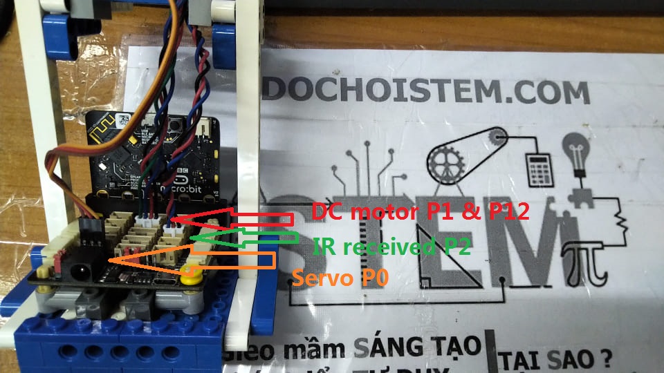 Quạt quay remote - Kết nối với mạch mở rộng Microbit PH2.0 Quạt quay remote - Kết nối với mạch mở rộng Microbit PH2.0