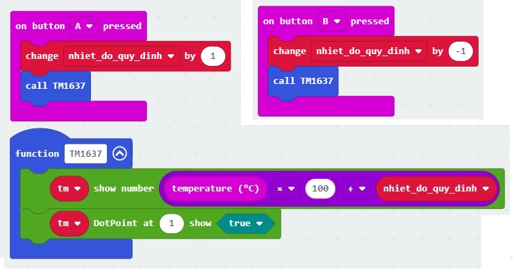 Chức năng nút nhấn A&B và hiển thị đèn LED TM1637 của quạt kết nối bluetooth Chức năng nút nhấn A&B và hiển thị đèn LED TM1637 của quạt kết nối bluetooth