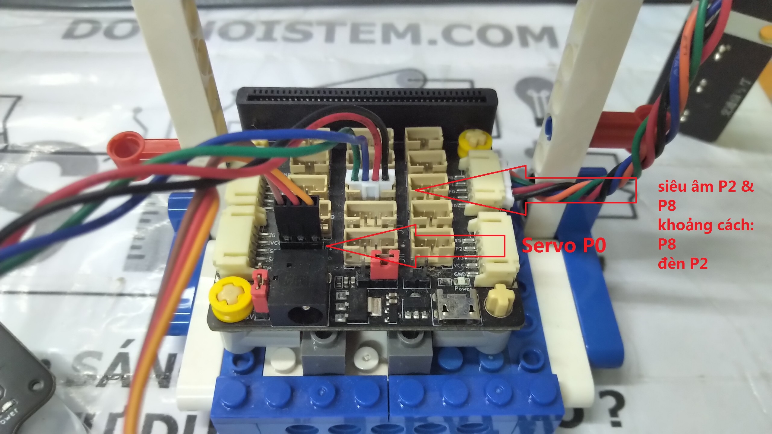 Thùng rác tự động - Kết nối với mạch mở rộng Microbit PH2.0 Thùng rác tự động - Kết nối với mạch mở rộng Microbit PH2.0