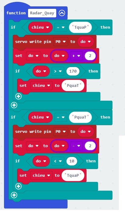 Chức năng quay Radar microbit - lập trình microbit Chức năng quay Radar microbit - lập trình microbit