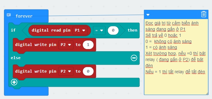 Chương trình Đèn tự động - lập trình microbit Chương trình Đèn tự động - lập trình microbit