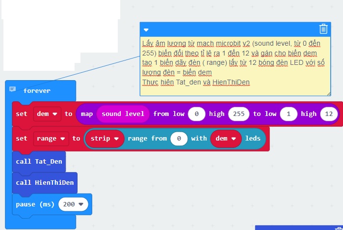 Chương trình chính Đèn loa nhạc - lập trình microbit Chương trình chính Đèn loa nhạc - lập trình microbit