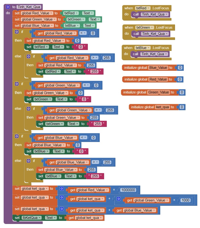 Máy pha màu RGB - xử lý mã màu trên App Inventor Máy pha màu RGB - xử lý mã màu trên App Inventor