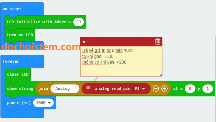 Lập trình cho module cảm biến khí gas trong Lập trình microbit Lập trình cho module cảm biến khí gas trong Lập trình microbit