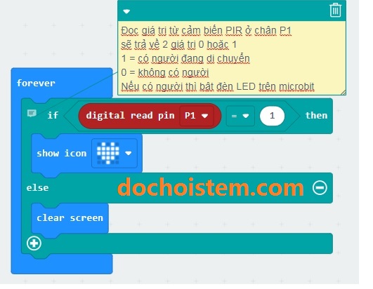 Lập trình cho module cảm biến thân nhiệt PIR trong Lập trình microbit Lập trình cho module cảm biến thân nhiệt PIR trong Lập trình microbit