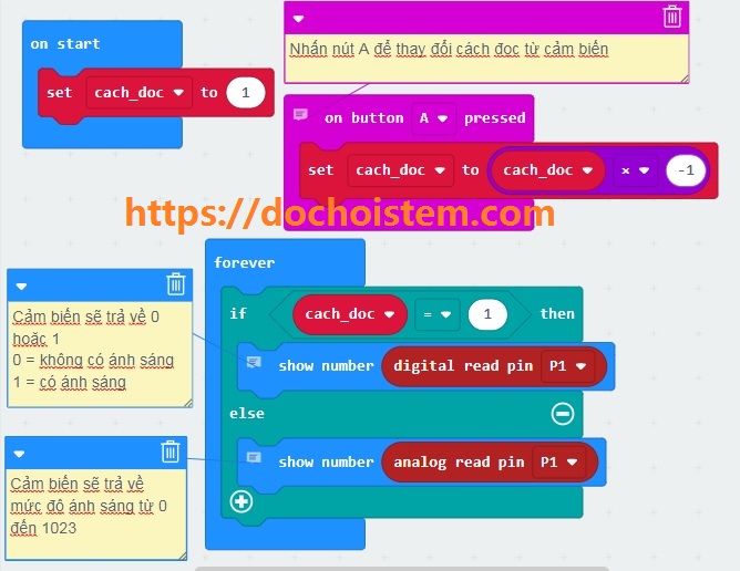 Đọc giá trị từ cảm biến ánh sáng trong lập trình Microbit Đọc giá trị từ cảm biến ánh sáng trong lập trình Microbit