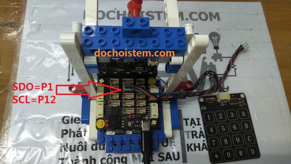 Kết nối bàn phím 4x4 với Mạch mở rộng Microbit PH2.0 Kết nối bàn phím 4x4 với Mạch mở rộng Microbit PH2.0