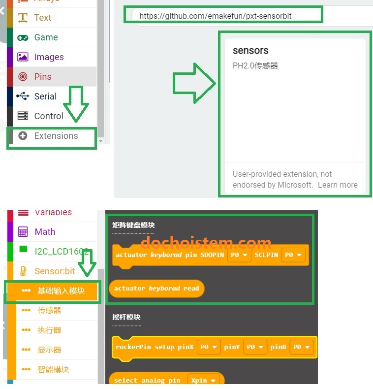 Khai báo thư viện cho bàn phím 4x4 trong Lập trình microbit Khai báo thư viện cho bàn phím 4x4 trong Lập trình microbit