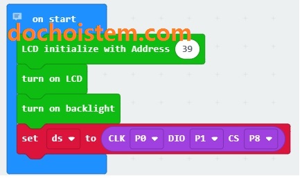 Khai báo module thời gian thực DS1302 và màn hình LCD 1602 trong Lập trình microbit Khai báo module thời gian thực DS1302 và màn hình LCD 1602 trong Lập trình microbit