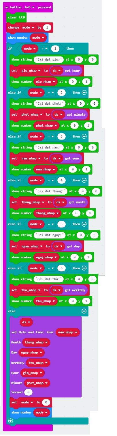 Đồng hồ RGB - chức năng nút A+B thay đổi chế độ Đồng hồ RGB - chức năng nút A+B thay đổi chế độ