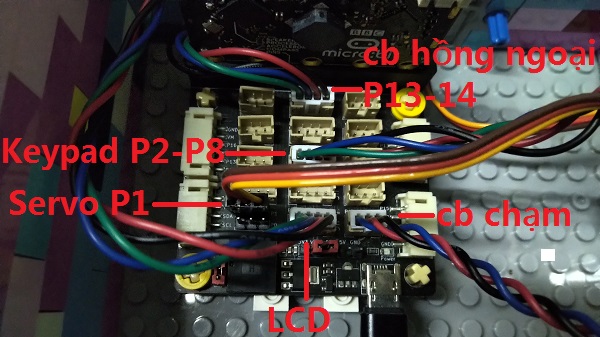 Cửa mật khẩu - Kết nối với mạch mở rộng Microbit PH2.0 Cửa mật khẩu - Kết nối với mạch mở rộng Microbit PH2.0
