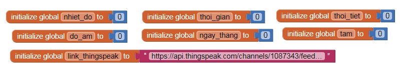 Trạm khí tượng - khai báo các biến trong App Inventor Trạm khí tượng - khai báo các biến trong App Inventor