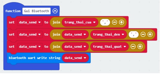 Nhà thông minh Smart Home - chức năng gửi dữ liệu qua bluetooth Nhà thông minh Smart Home - chức năng gửi dữ liệu qua bluetooth