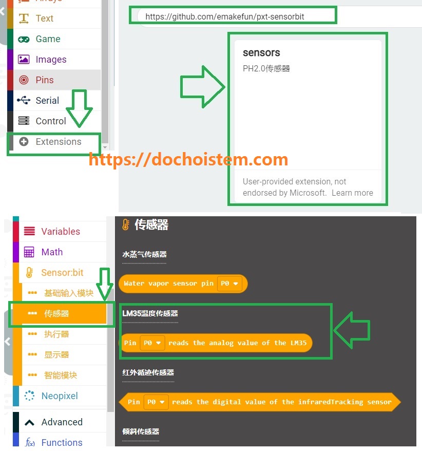 Khai báo cảm biến nhiệt độ LM35 trong Lập trình Microbit Khai báo cảm biến nhiệt độ LM35 trong Lập trình Microbit