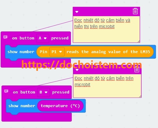 Đọc giá trị từ cảm biến nhiệt độ LM35 trong lập trình Microbit Đọc giá trị từ cảm biến nhiệt độ LM35 trong lập trình Microbit