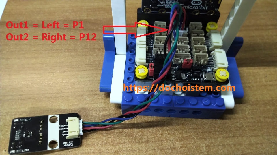 Kết nối cảm biến dò line với Mạch mở rộng Microbit PH2.0 Kết nối cảm biến dò line với Mạch mở rộng Microbit PH2.0