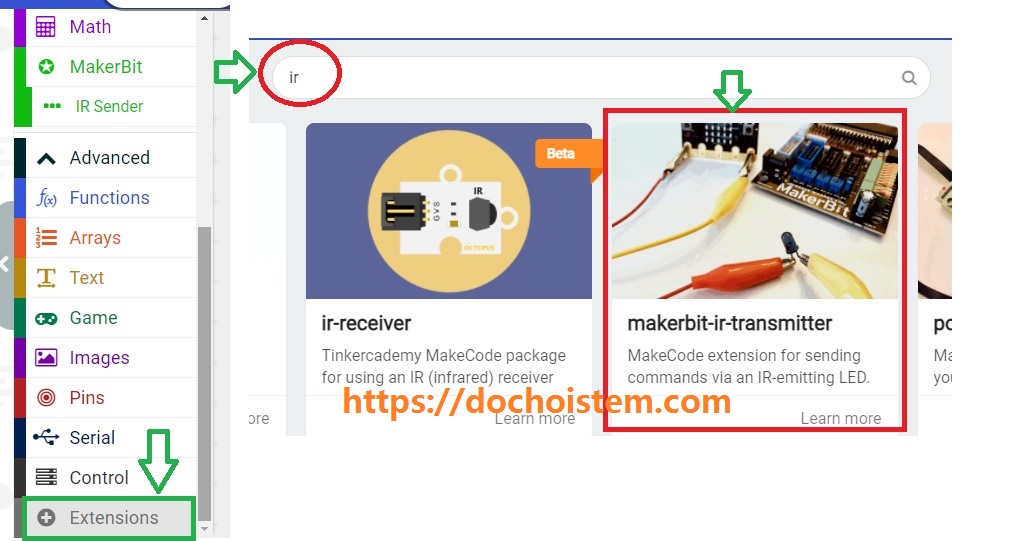 Khai báo thư viện cho module phát tia hồng ngoại trong Lập trình microbit Khai báo thư viện cho module phát tia hồng ngoại trong Lập trình microbit