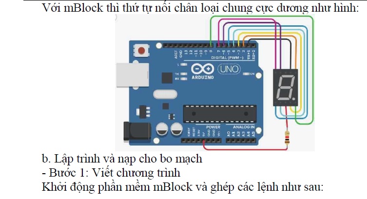 P4- Tài liệu lập trình Arduino bằng mBlock - Tự học arduino cơ bản: LED 7 đoạn
