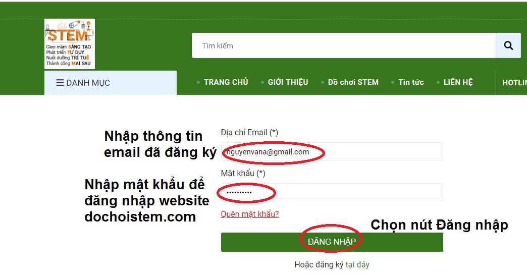đăng nhập website