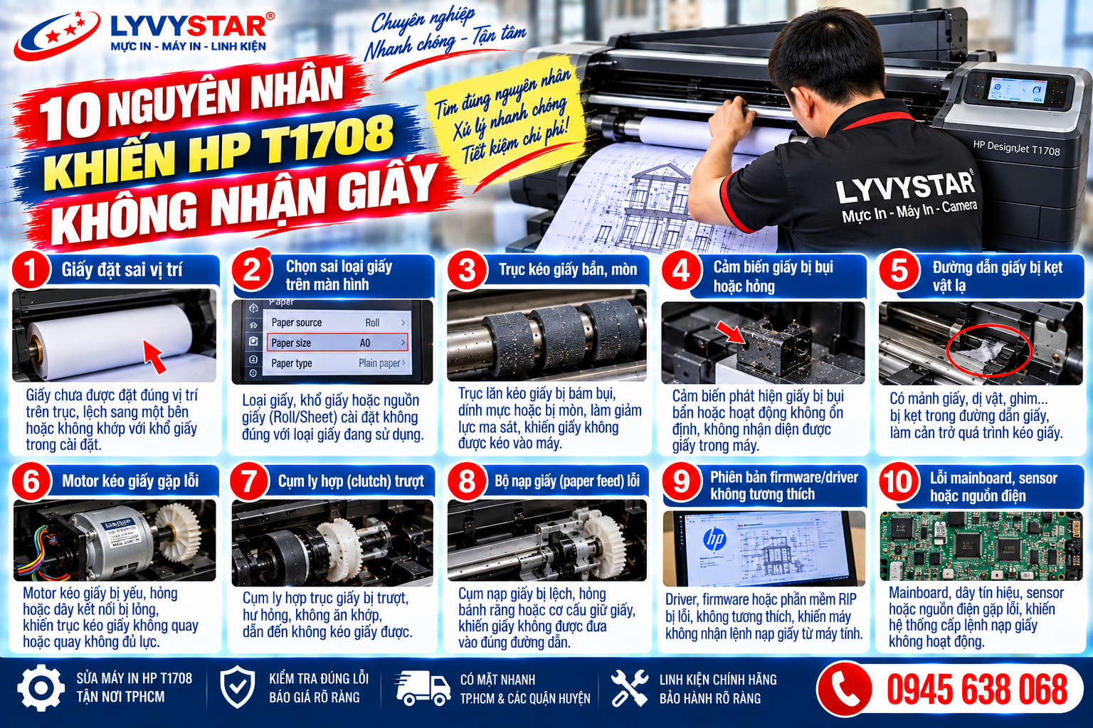 10 nguyên nhân khiến HP T1708 không nhận giấy 10 nguyên nhân khiến HP T1708 không nhận giấy