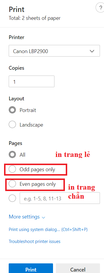 Hướng dẫn in trang chẵn lẻ trong Word và Excel,huong dan in trang chan le trong word va excel Hướng dẫn in trang chẵn lẻ trong Word và Excel,huong dan in trang chan le trong word va excel