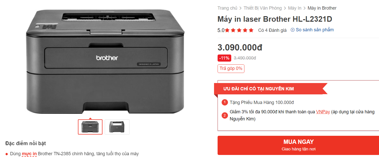 "Máy in Brother HL-L2321D: Có thể kết nối wifi không?" "Máy in Brother HL-L2321D: Có thể kết nối wifi không?"