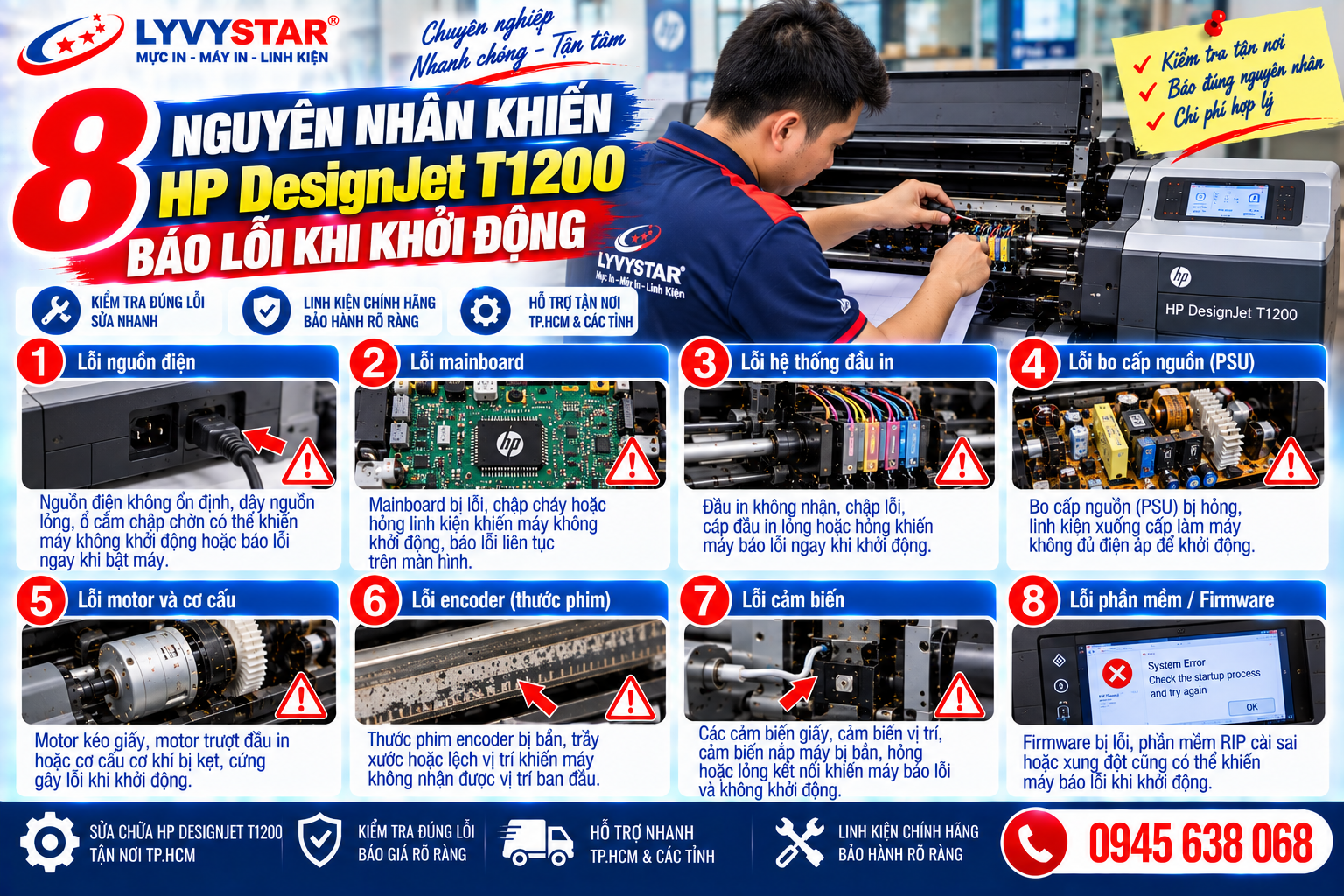 8 nguyên nhân khiến HP DesignJet T1200 báo lỗi khi khởi động 8 nguyên nhân khiến HP DesignJet T1200 báo lỗi khi khởi động