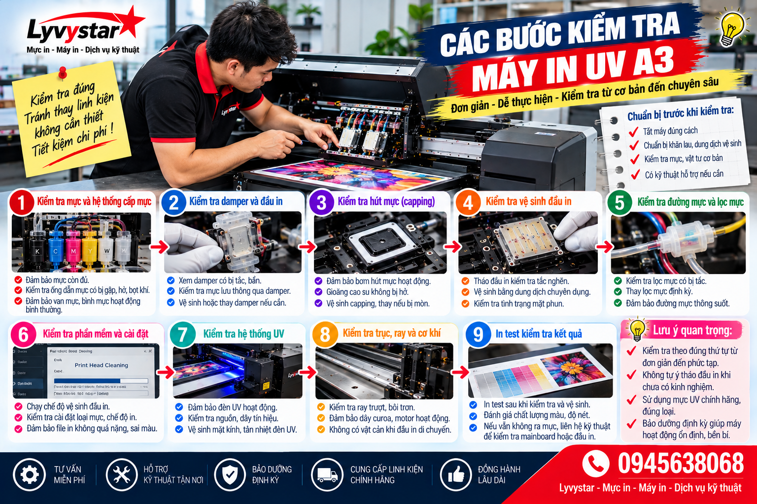 Các bước kiểm tra máy in UV A3 Các bước kiểm tra máy in UV A3