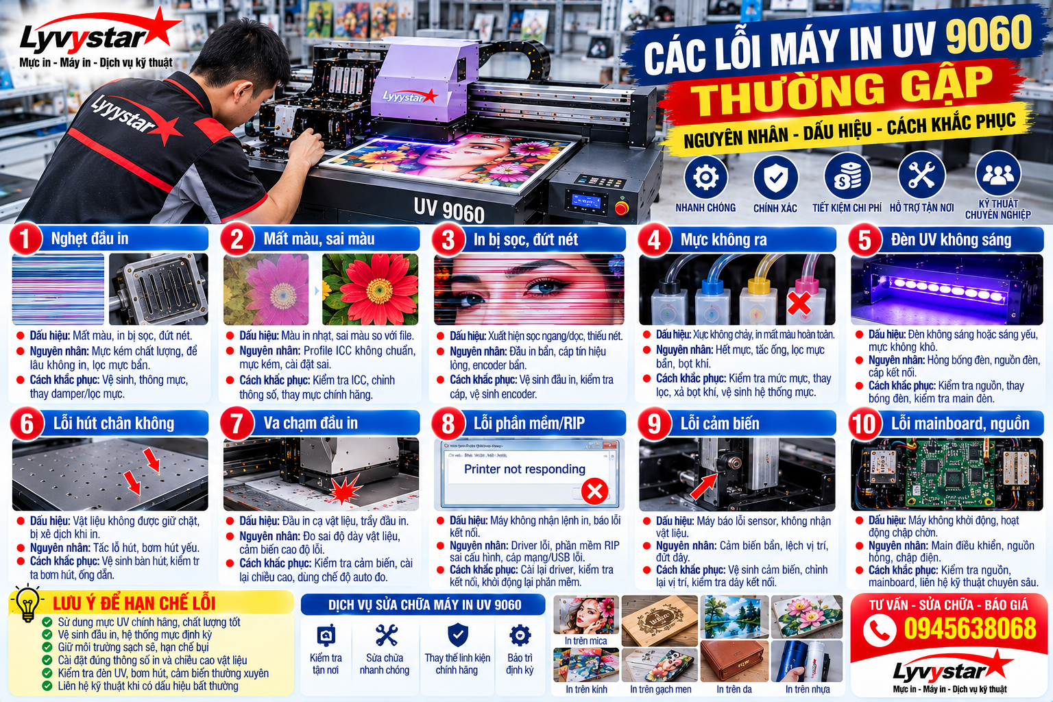Các lỗi máy in UV 9060 thường gặp Các lỗi máy in UV 9060 thường gặp