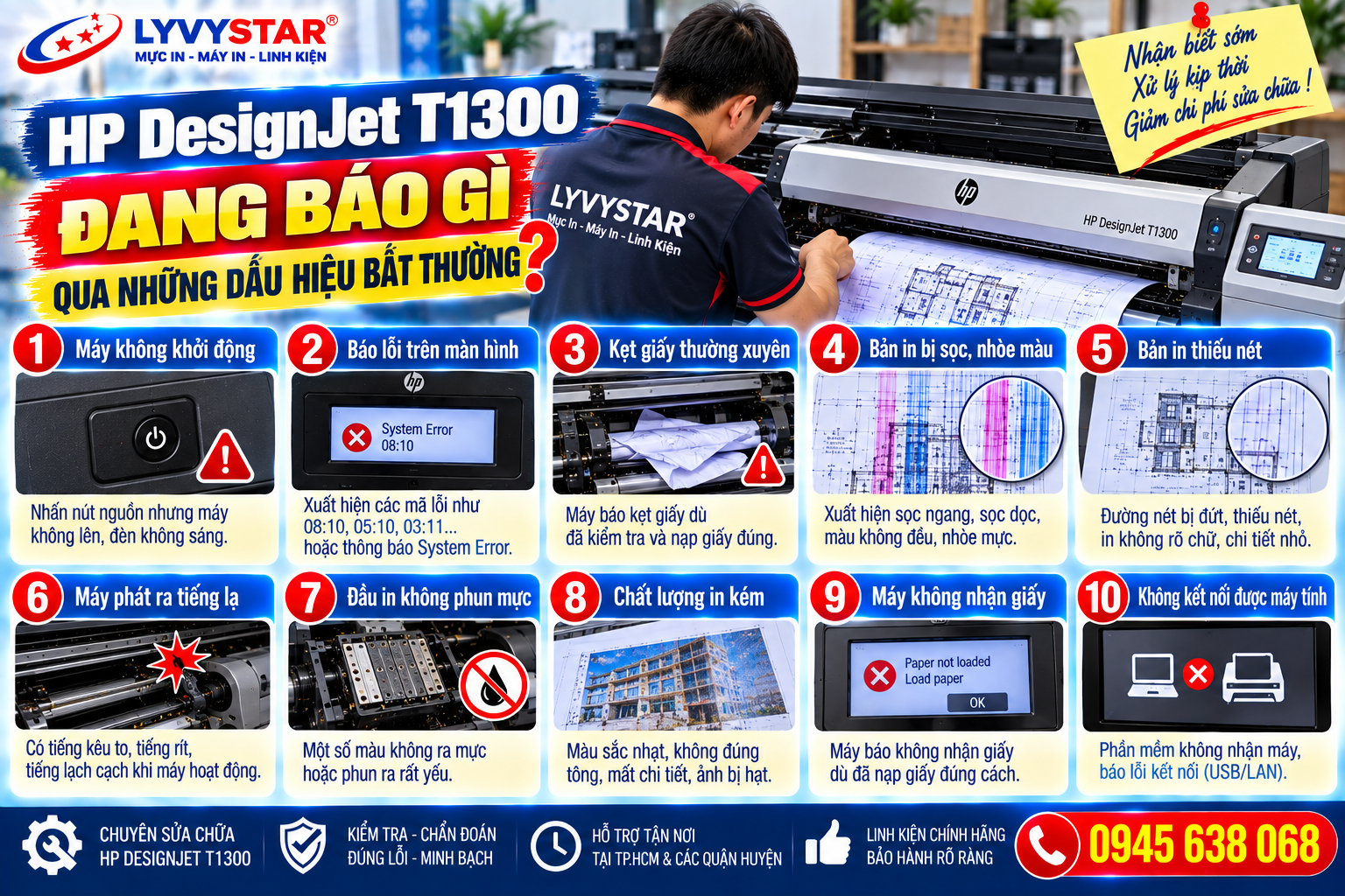 HP DesignJet T1300 Đang Báo Gì Qua Những Dấu Hiệu Bất Thường HP DesignJet T1300 Đang Báo Gì Qua Những Dấu Hiệu Bất Thường