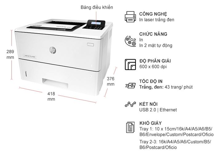 Máy in laser đen trắng HP Laserjet Pro M501DN (J8H61A) Máy in laser đen trắng HP Laserjet Pro M501DN (J8H61A)