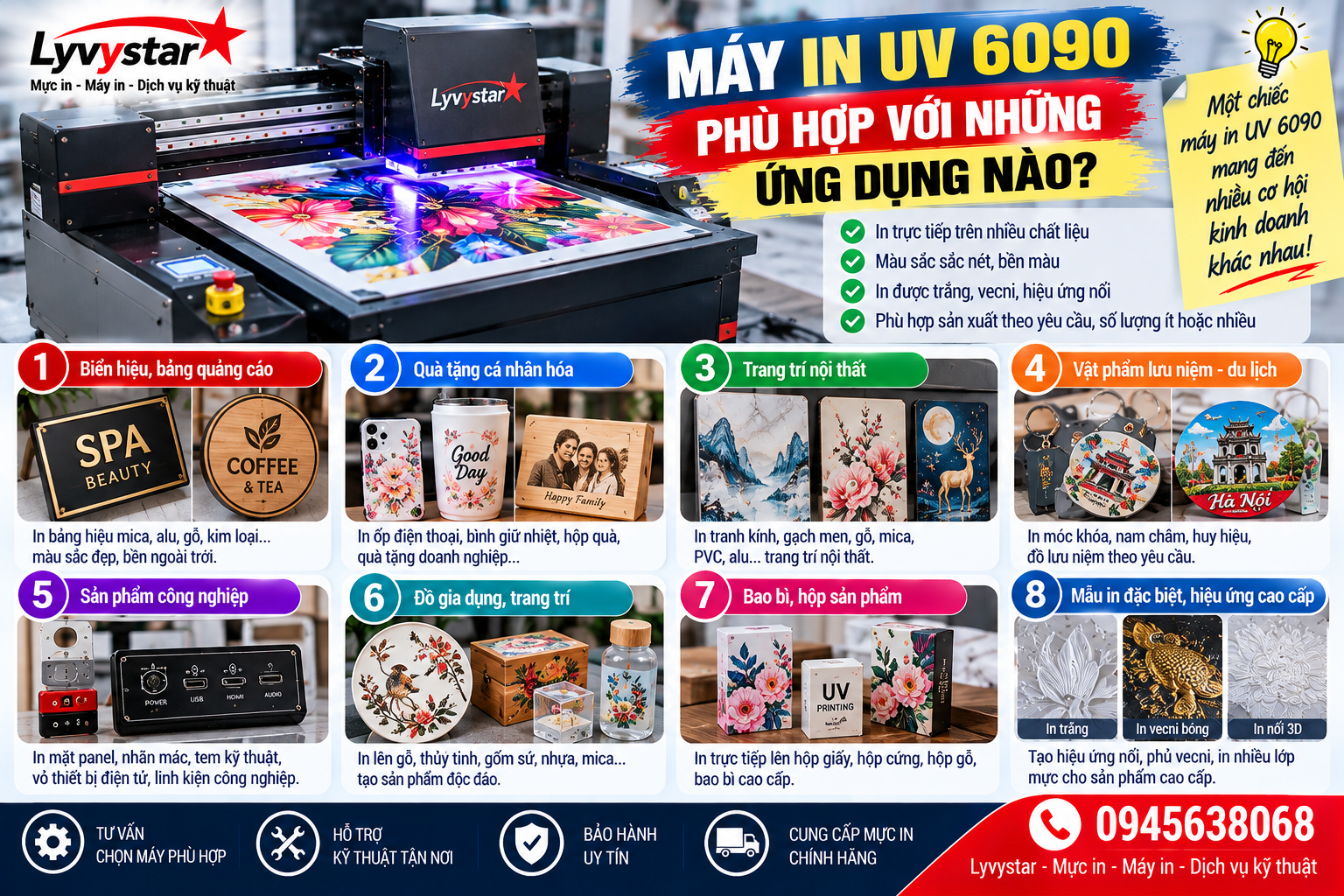 Máy in UV 6090 phù hợp với những ứng dụng nào? Máy in UV 6090 phù hợp với những ứng dụng nào?