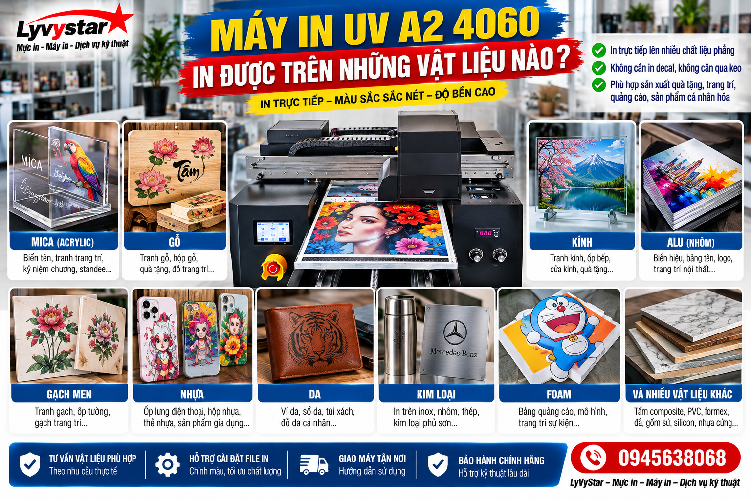 Máy In UV A2 4060 In Được Trên Những Vật Liệu Nào? Máy In UV A2 4060 In Được Trên Những Vật Liệu Nào?