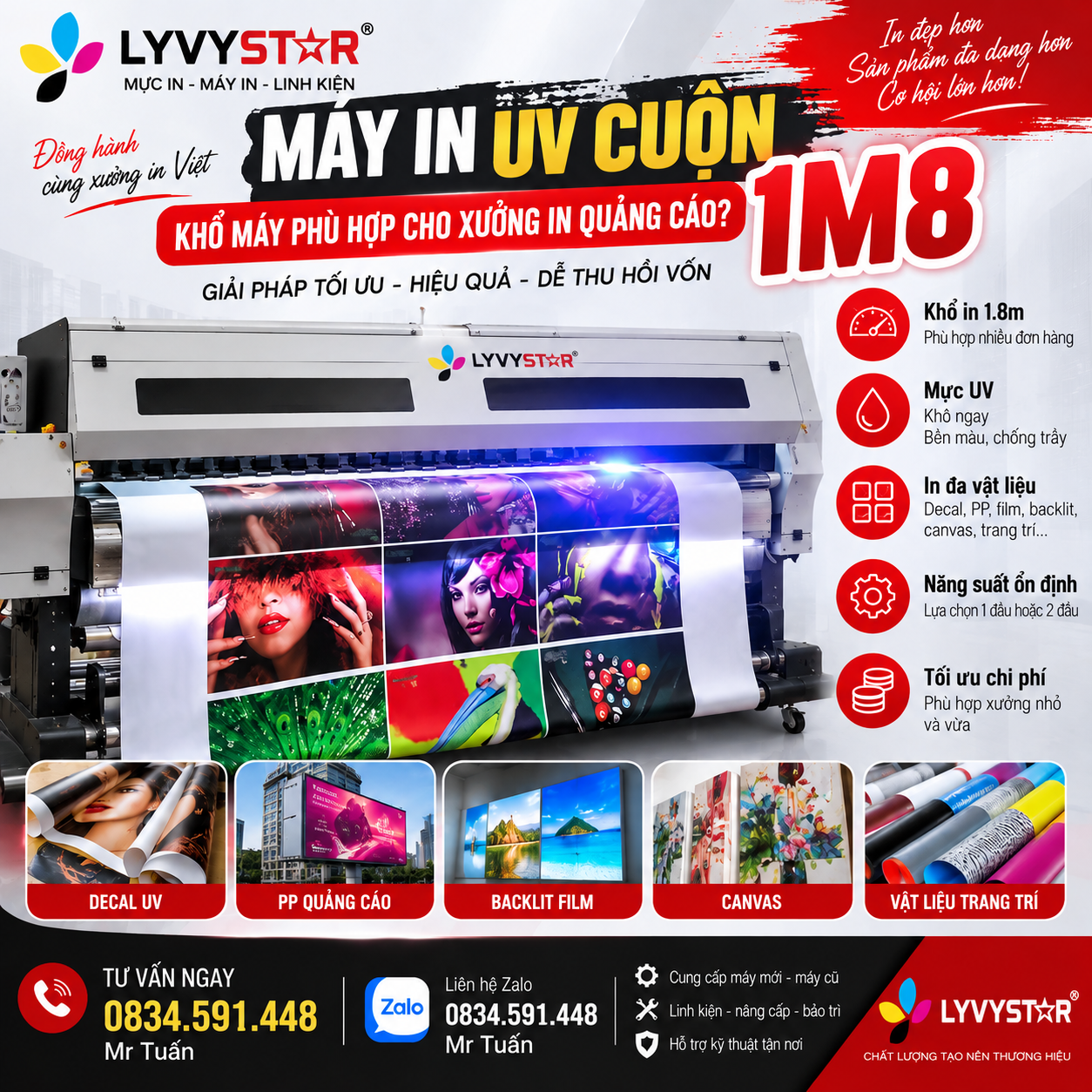 Máy In UV Cuộn 1m8 - Khổ Máy Phù Hợp Cho Xưởng In Quảng Cáo? Máy In UV Cuộn 1m8 - Khổ Máy Phù Hợp Cho Xưởng In Quảng Cáo?